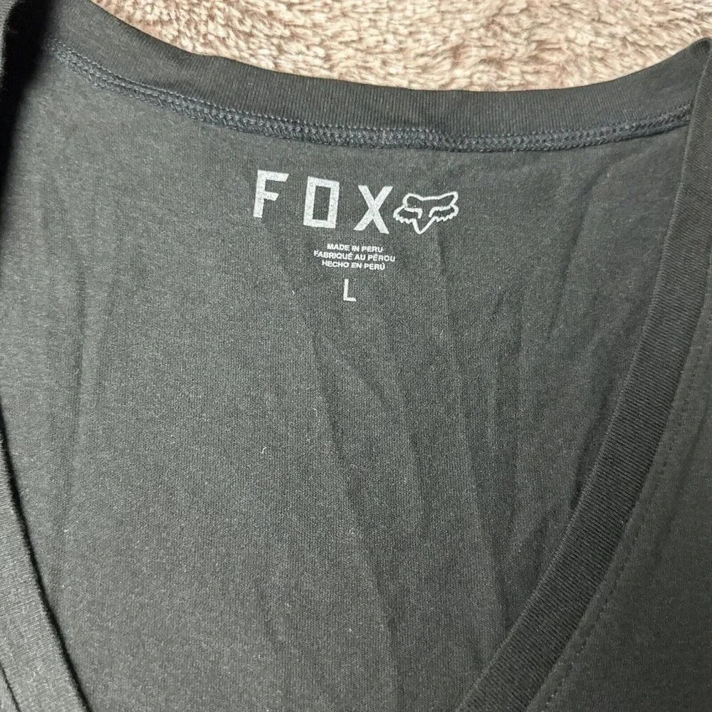 Fox Racing Women Top Black T-Shirt Logo Graphic Short Sleeve V Neck - Picture 12 of 16